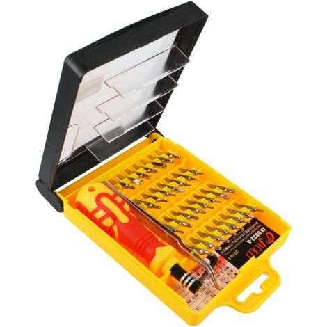 Kit de destornilladores de precisión multifuncionales 32 en 1 para reparación de iPhone, smartphones y relojes con funda.