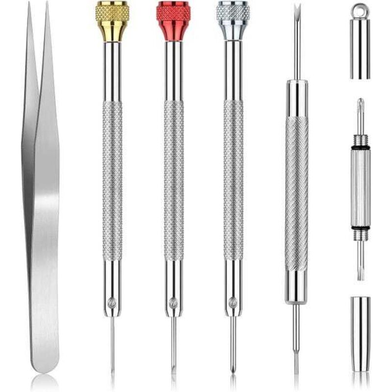 Kit de destornilladores de precisión para relojería, abridor de cajas de reloj, kit de herramientas para reemplazar pilas de reloj con