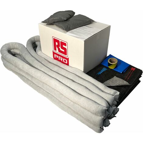 Kit de déversement contient 1 ruban de danger, 2 coussins, 4 sacs et attaches, 6 chaussettes de 3 m, 60 tampons 120 L ( Prix pour 1 )