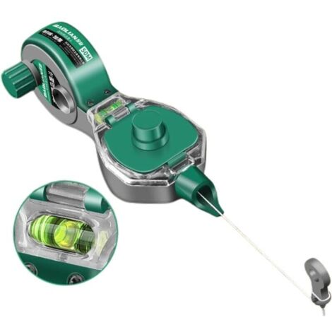 Kit de dévidoir de ligne à déclenchement de 50 m (164 pi), seau d\'encre de marquage avec niveau, outils de marquage pour bois, pierre, plaques de béton, idéal pour les constructeurs de terrasses, les
