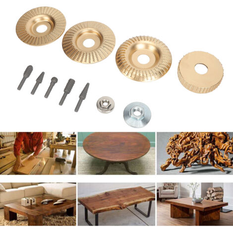Kit de Disques à Sculpture sur Bois - Ensemble de Lames Rotatives pour Meuleuse d'Angle - 4 Disques + 5 Fraises - Compatible 100-115 mm (4" & 4.5")