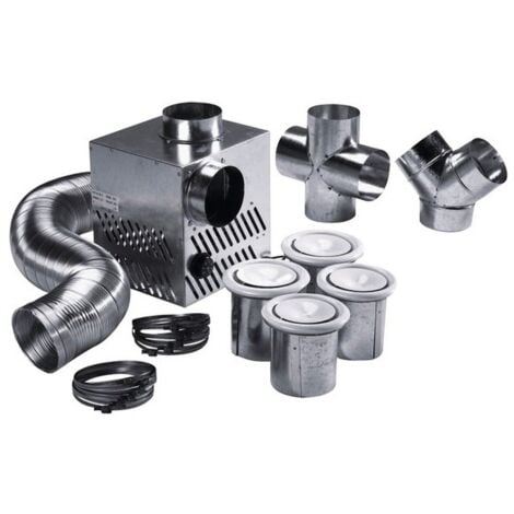 RECUPAIR Kit De Distribution D'air Chaud 4 Bouches 500 M3 Pour Cheminée
