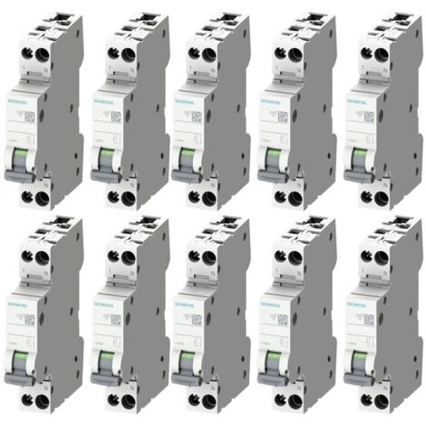 Kit de disyuntores termomagnéticos Siemens 10A 1P+N 4,5KA curva C 1 Módulo 5SL30107