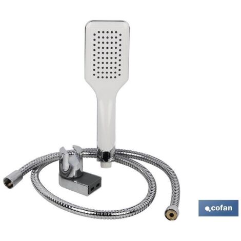 Kit de douche 1 fonction (poignée blanche + cintre + flexible)