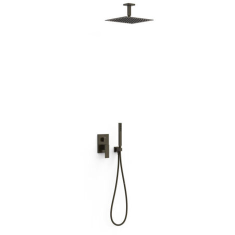 Kit de douche 2 voies Cuadro pour boîtier encastré Rapid‑box Noir Bronze - TRES 00638003KMB
