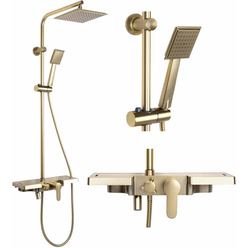 Kit de douche avec bec REA bravo brush gold