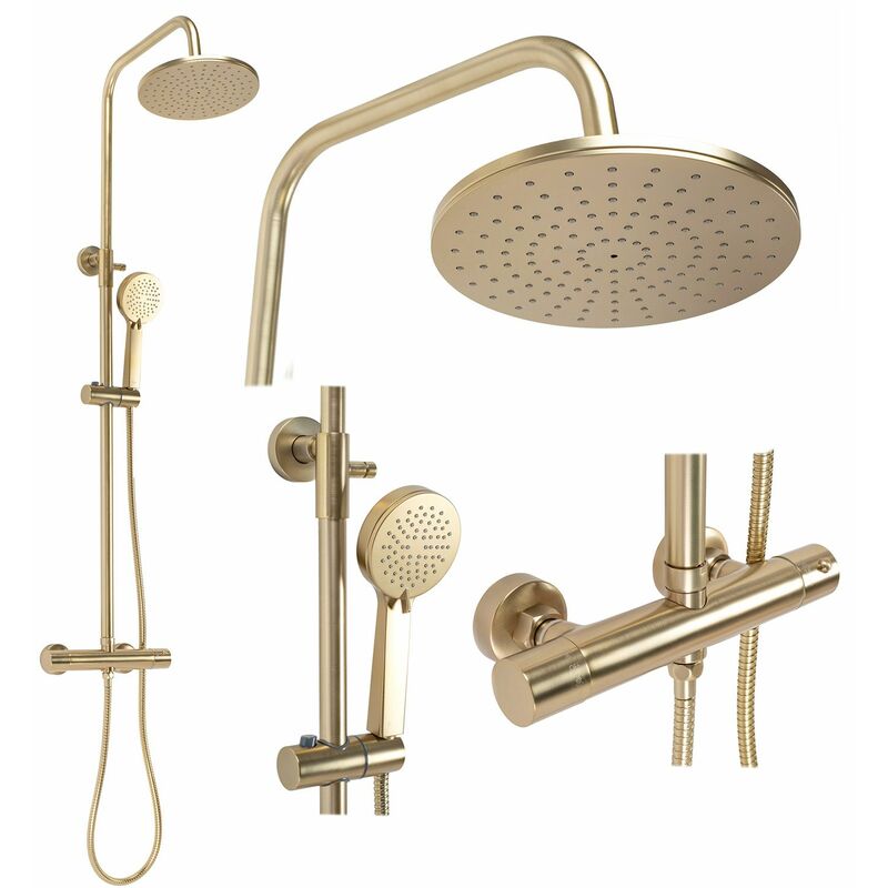 Kit de douche avec thermostat REA parot brushed gold