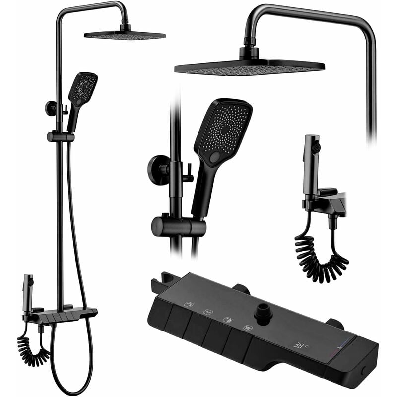 Kit De Douche Avec Thermostat Rea Rob Black