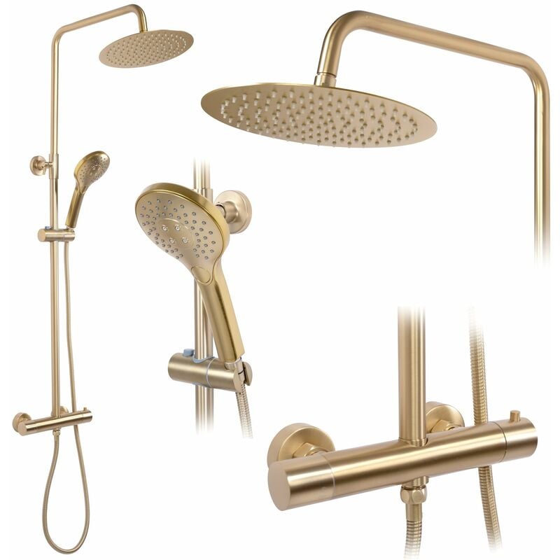 Kit de douche avec thermostat REA vincent gold brush