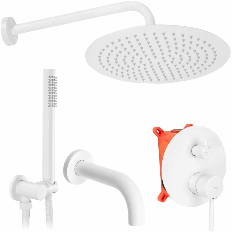 REA - kit de douche-baignoire encastrée lungo white + box