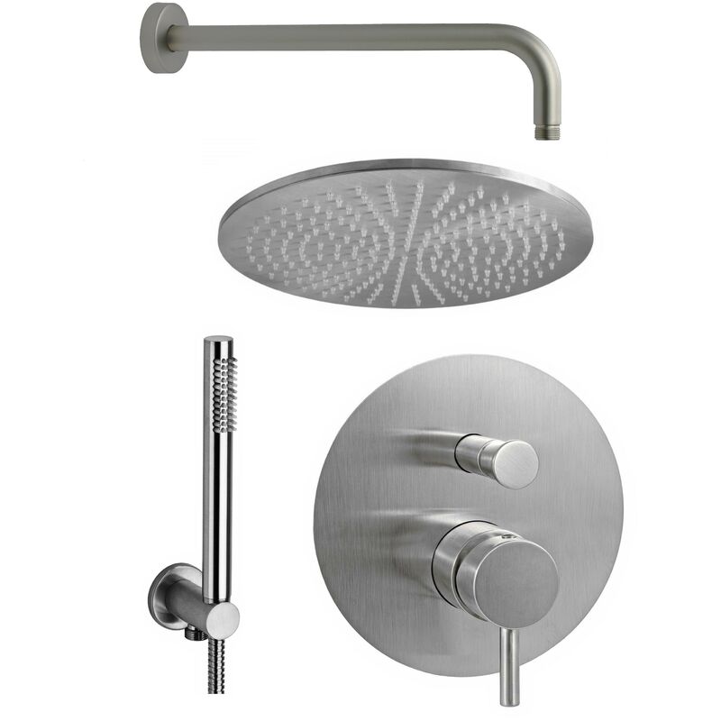 Paffoni - Kit de douche complet aspect acier Light KITLIG015ST