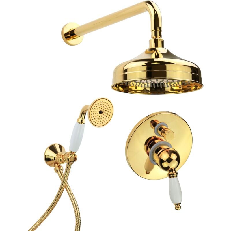 Gattoni Rubinetteria - Kit de douche complet de couleur or 24 carats Gattoni Orta KT100/27D0.OL Or