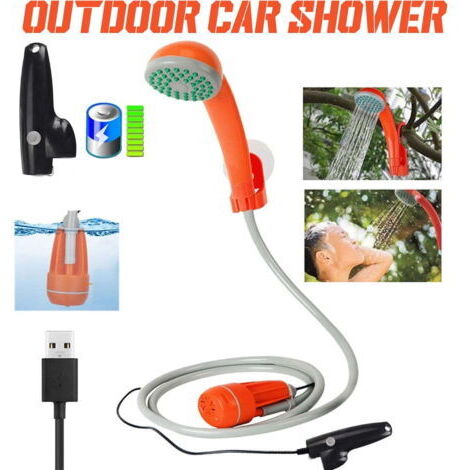 Kit de douche de camping portable, pompe de douche de camping étanche extérieure, adaptateur de cigarette pour le camping, la randonnée, le bain pour animaux de compagnie, le lavage de voiture