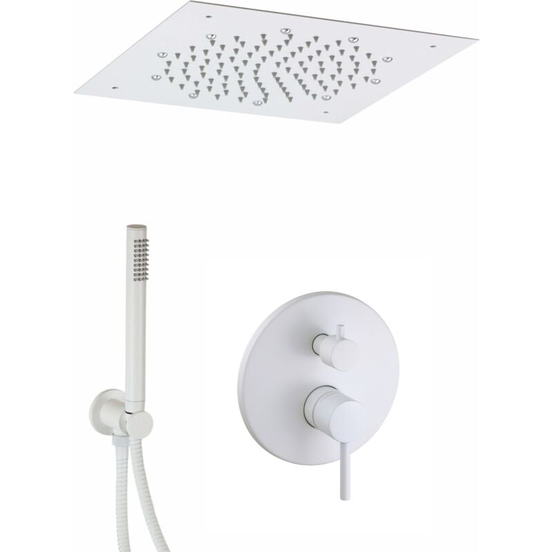 Kit de douche de couleur blanc mat avec pomme de douche au plafond Pollini Jessy C420145255BO Blanc mat