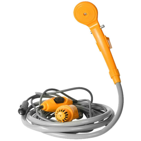 Kit de douche d'extérieur portable, douches de camping 12 V avec pompe à eau, câble de 6 mètres avec prise allume-cigare, max 2,5 L d'eau par minute