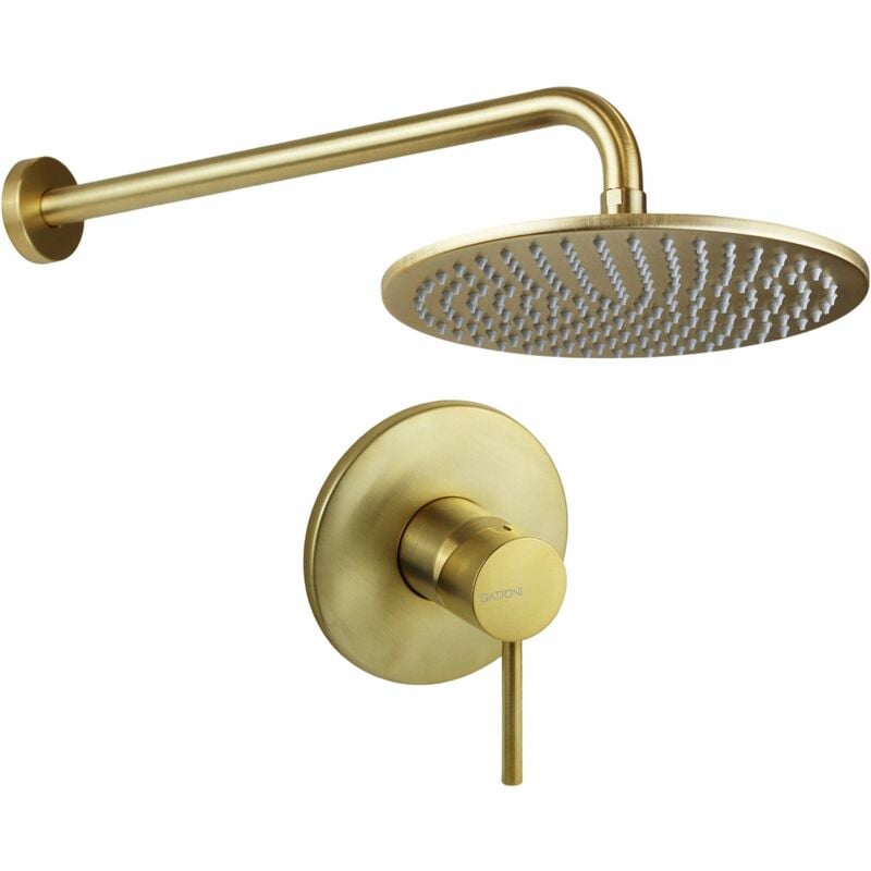 Kit de douche en or brossé complet avec pomme de douche et bras de douche Gattoni Easy 1491/PDSG Or brossé