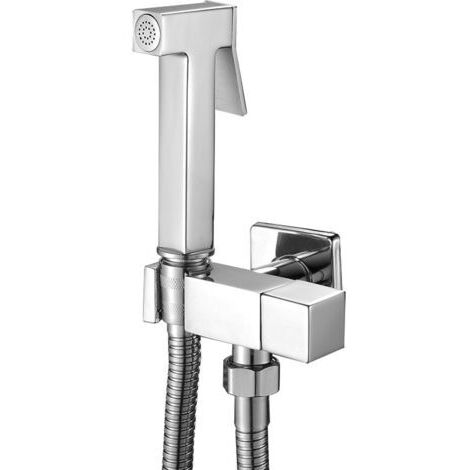 Kit de douche mural carré en laiton chromé pour bidet (Chrome) Z-V-D