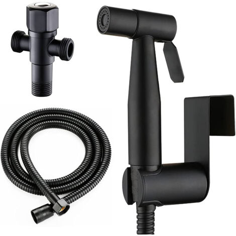 Kit de Douchette de Toilette en Inox 304 à Haute Pression - Raccord de Déviation 1 Entrée / 2 Sorties pour Nettoyage Intensif, avec Pistolet de Rinçage et Flexible Renforcé-Alovez