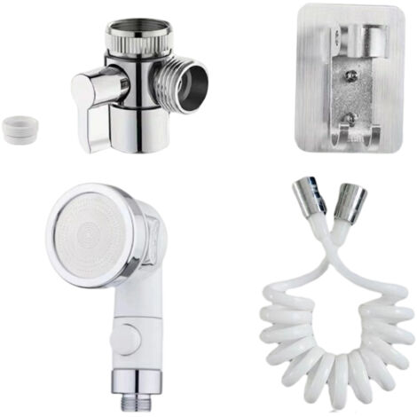 Kit de Douchette Lavabo Cuvette, Trois Jets Disponibles Pommeau de Douche de Robinet avec 3m de Tuyau Télescopique, Pratique pour le Salle de bain et la Cusine (Robinet pas Inclu)