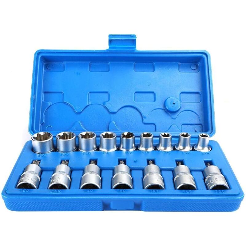 Kit de douilles hexagonales en acier au chrome vanadium de 16 pièces 1/2 pouces