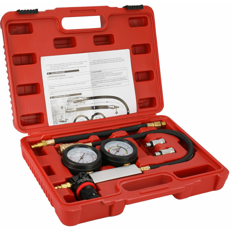 Echoo - Kit de détecteur de fuite de testeur de fuite de cylindre automatique Kit d'outils de jauge de moteur à essence Double système de jauge avec