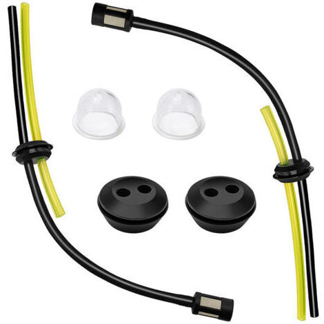 Kit de Durites Essence et Filtres pour Débroussailleuse, Tondeuse, Taille-haie, Taille-bordure (2x Durites Noir 24cm + Jaune 14cm, 2x Filtres, 2x Ampoules Amorçage, 2x Joints)