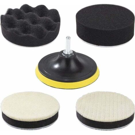Kit de esponja para pulir automóviles, discos de pulido con adaptador de taladro, 125 mm/5 pulgadas, compuesto para pulir automóviles, pulido y encerado.
