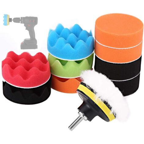 Kit de esponjas y almohadillas para pulir coche con acople para taladro, 12 piezas