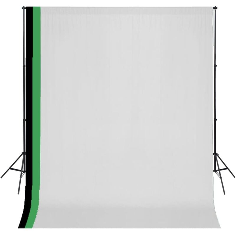 

vidaXL Kit Estudio 3 Telones Fondo Algodón Estructura Ajustable 3x3 m - Negro