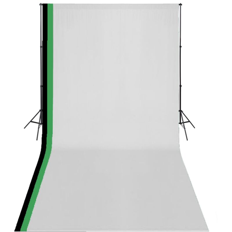 

vidaXL Kit Estudio 3 Telones Fondo Algodón Estructura Ajustable 3x6 m - Negro