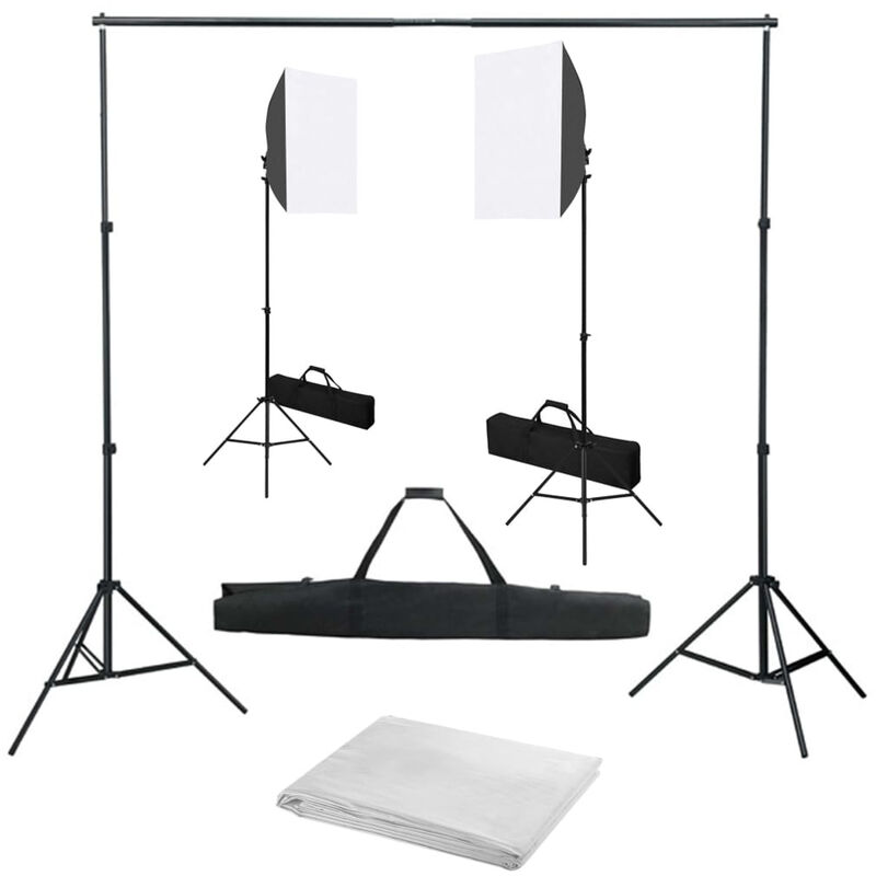 

Kit de estudio fotografico con focos softbox y telon de fondo