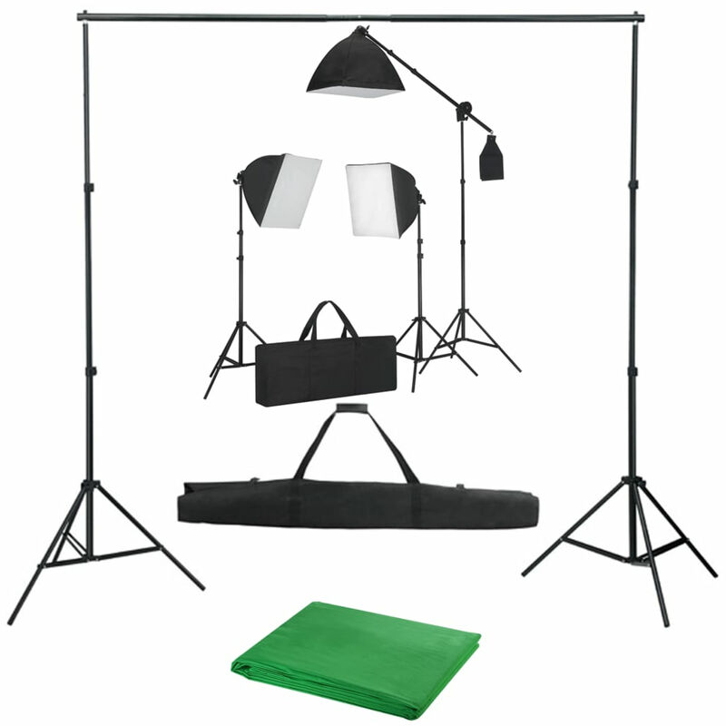 

Kit de estudio fotografico con focos softbox y telon de fondo