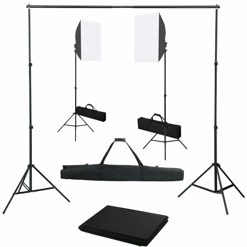 

Kit de estudio fotográfico con focos softbox y telón de fondo