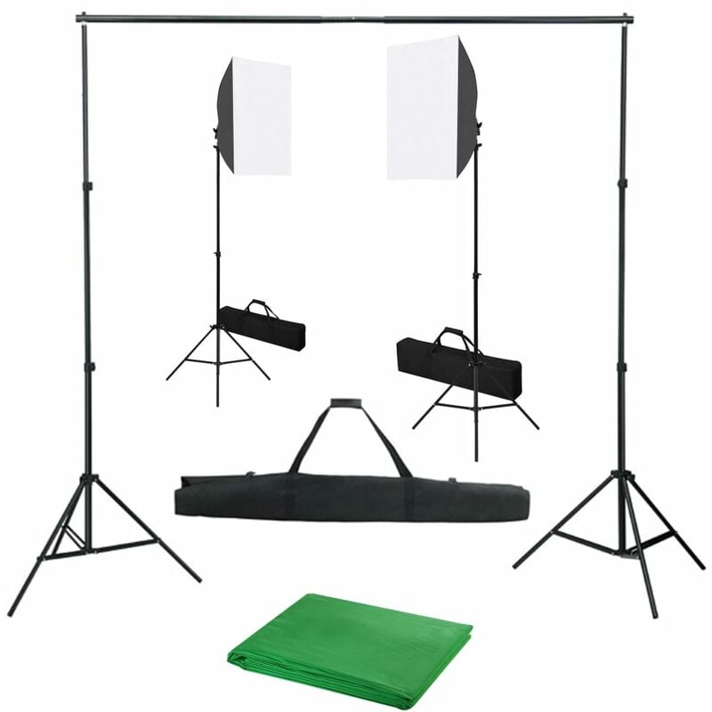 

Kit de estudio fotográfico con focos softbox y telón de fondo