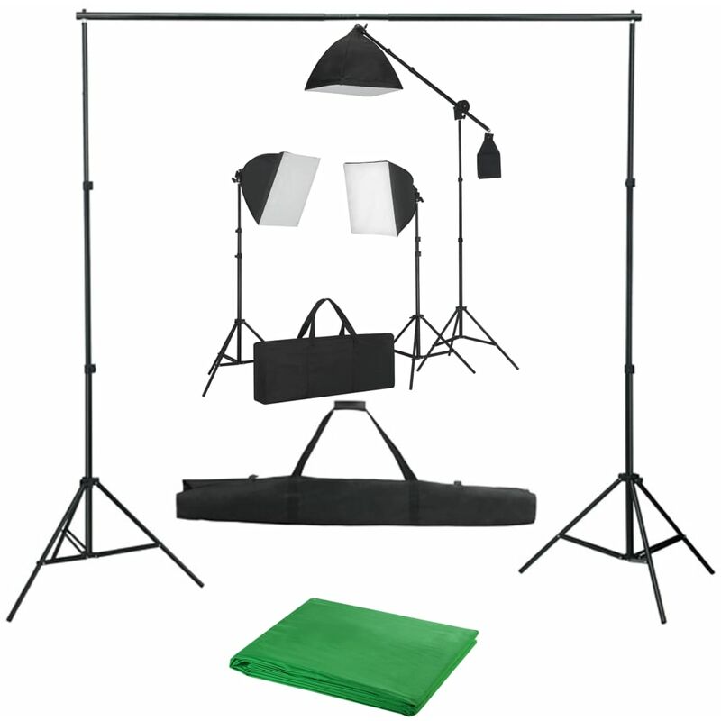 

Kit de estudio fotográfico con focos softbox y telón de fondo