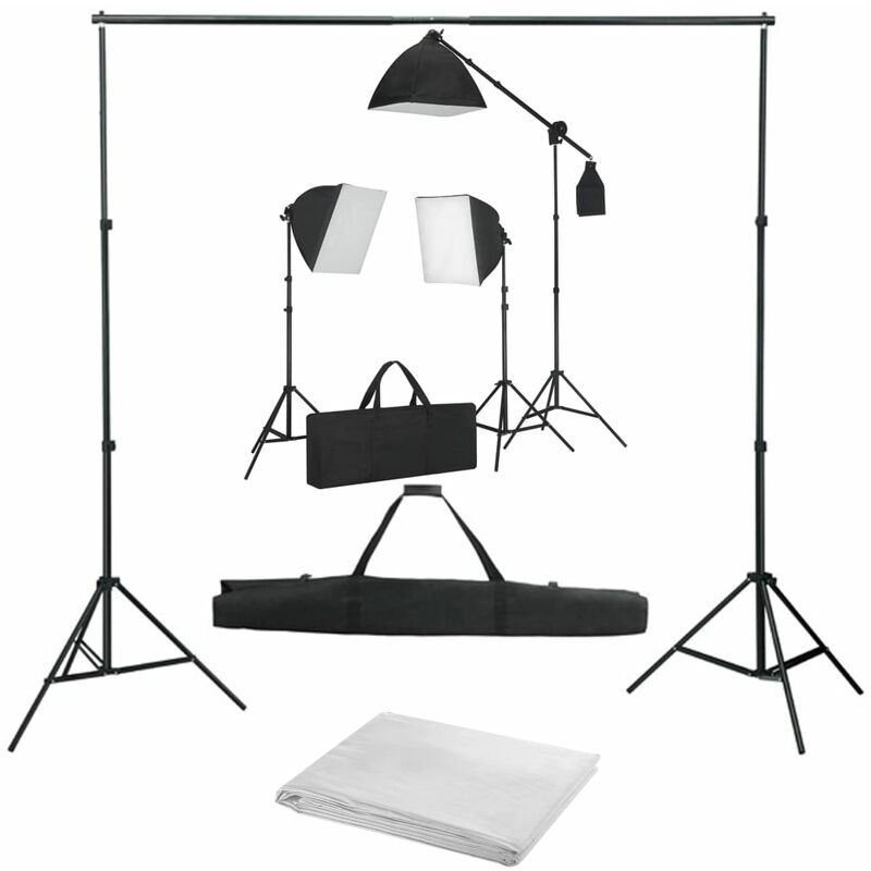 

Kit de estudio fotográfico con focos softbox y telón de fondo