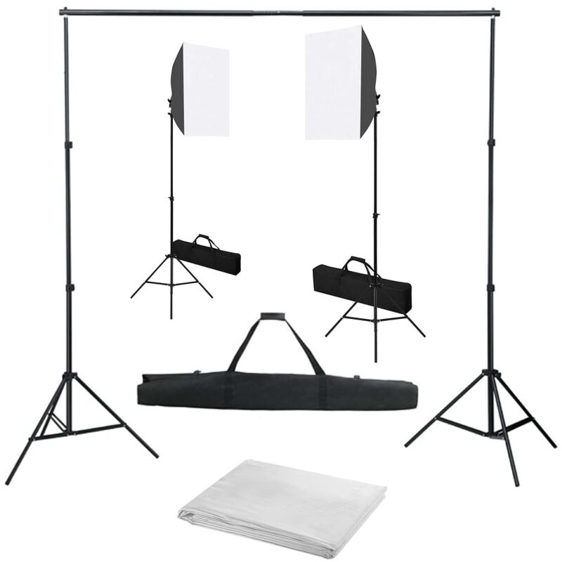 

Kit de estudio fotográfico con focos softbox y telón de fondo