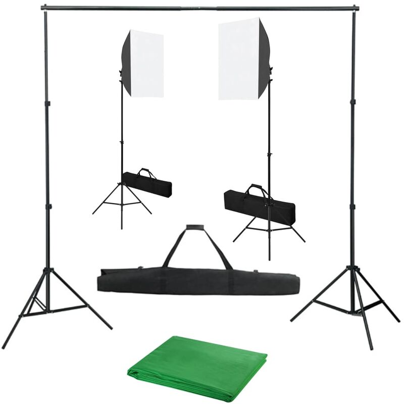 

Kit de estudio fotográfico con focos softbox y telón de fondo