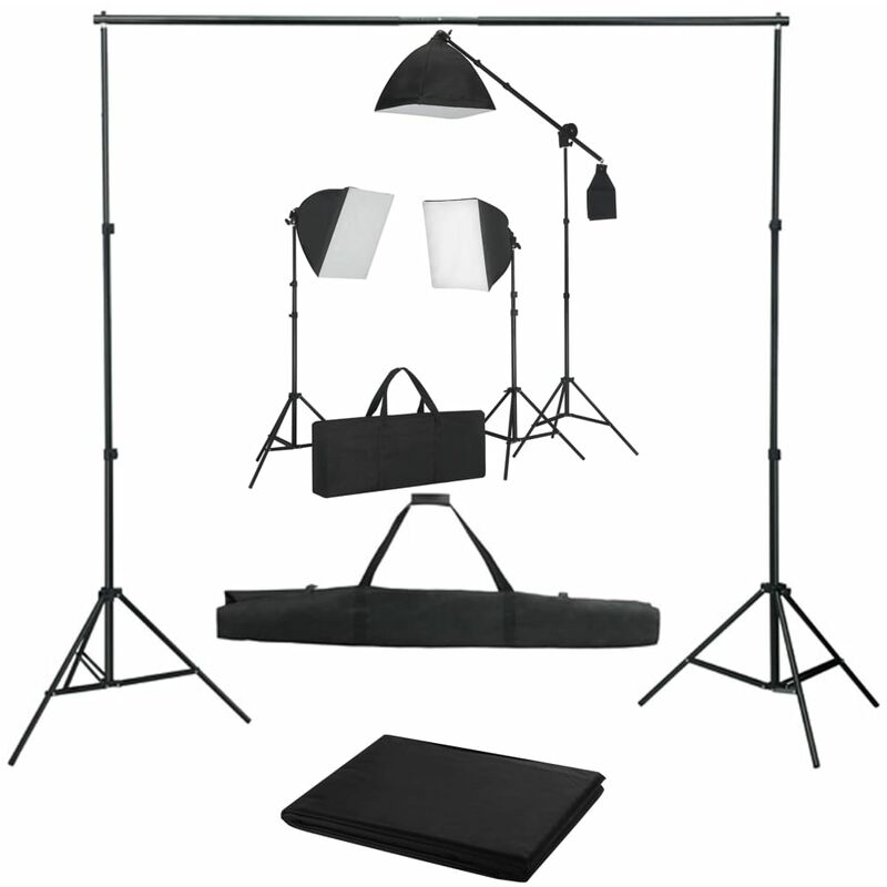 

Kit de estudio fotográfico con focos softbox y telón de fondo - Negro - Vidaxl