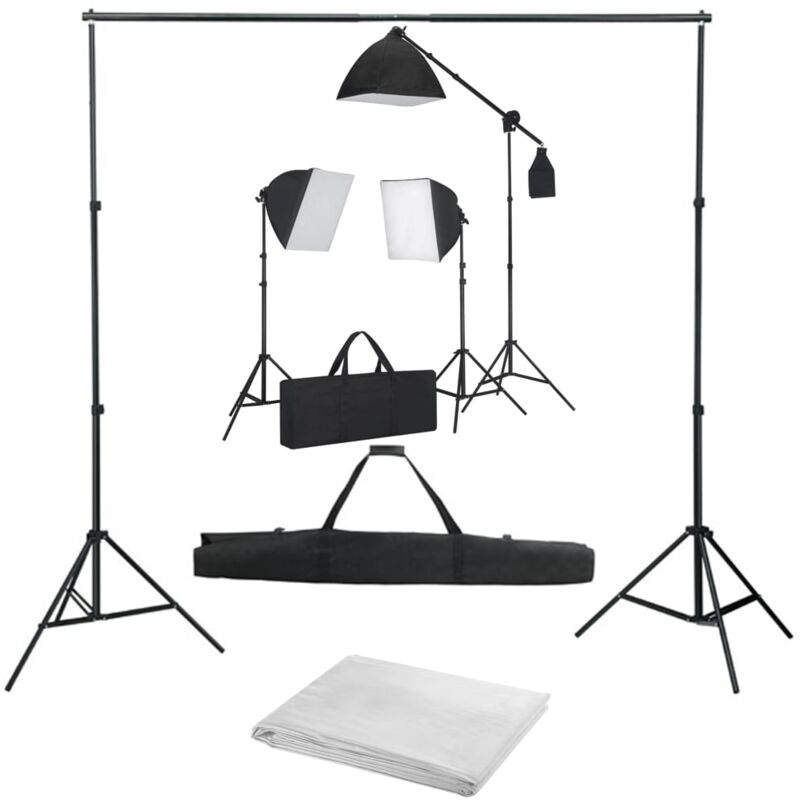

Kit de estudio fotográfico con focos softbox y telón de fondo - Blanco - Vidaxl