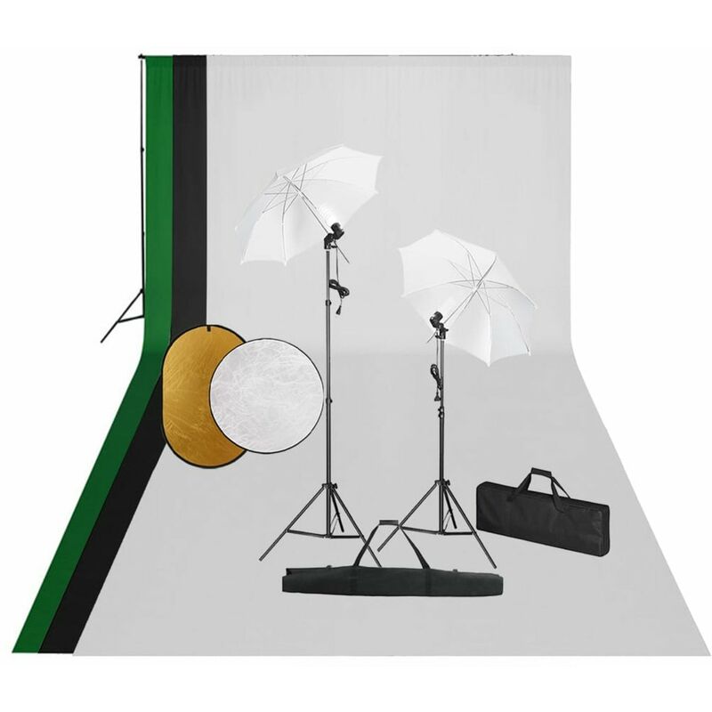 

Kit de estudio fotografico con lamparas, fondo y reflector