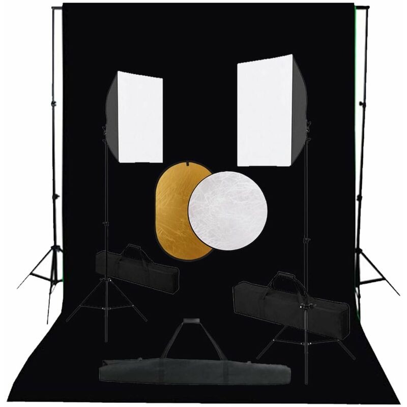 

Kit de estudio fotografico con luces softbox, fondo y reflector
