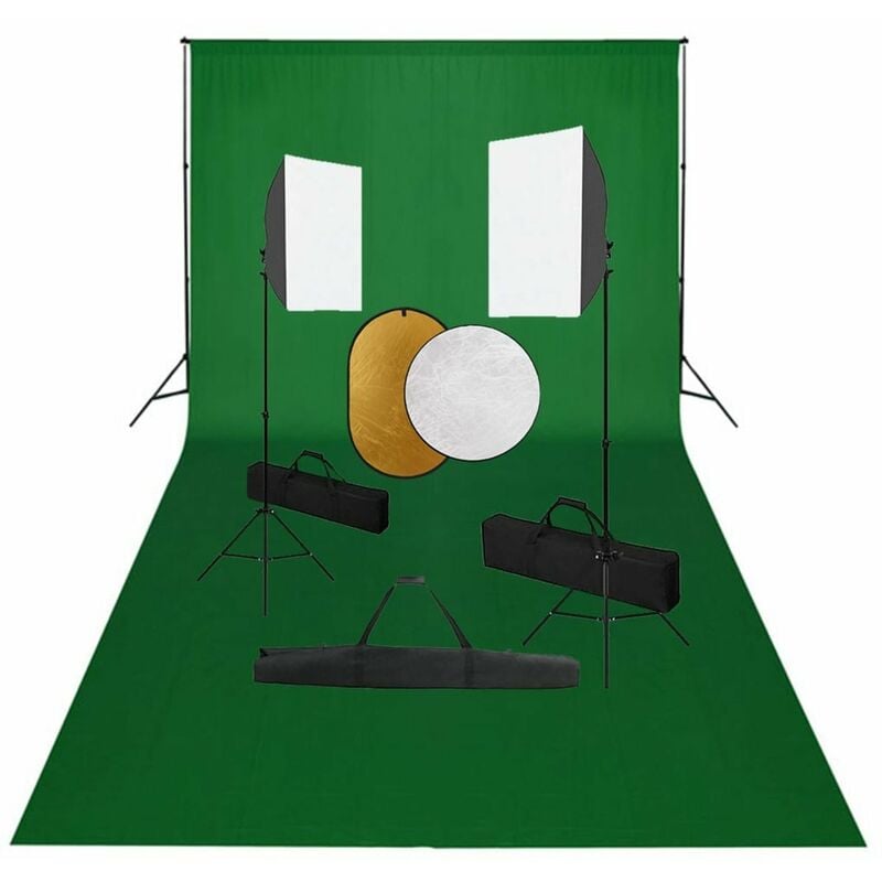 

Kit de estudio fotografico con luces softbox, fondo y reflector