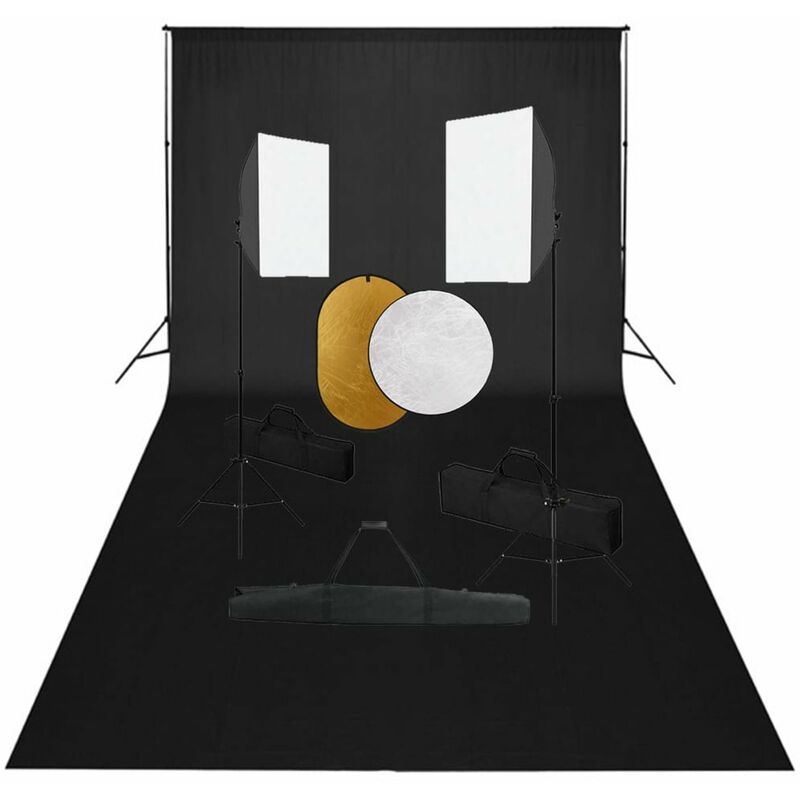 

Kit de estudio fotografico con luces softbox, fondo y reflector