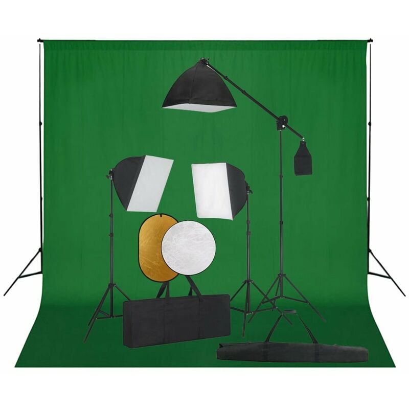 

Kit de estudio fotografico con luces softbox fondo y reflector