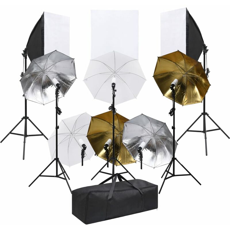 

Kit de estudio fotográfico con set de iluminación y softboxes