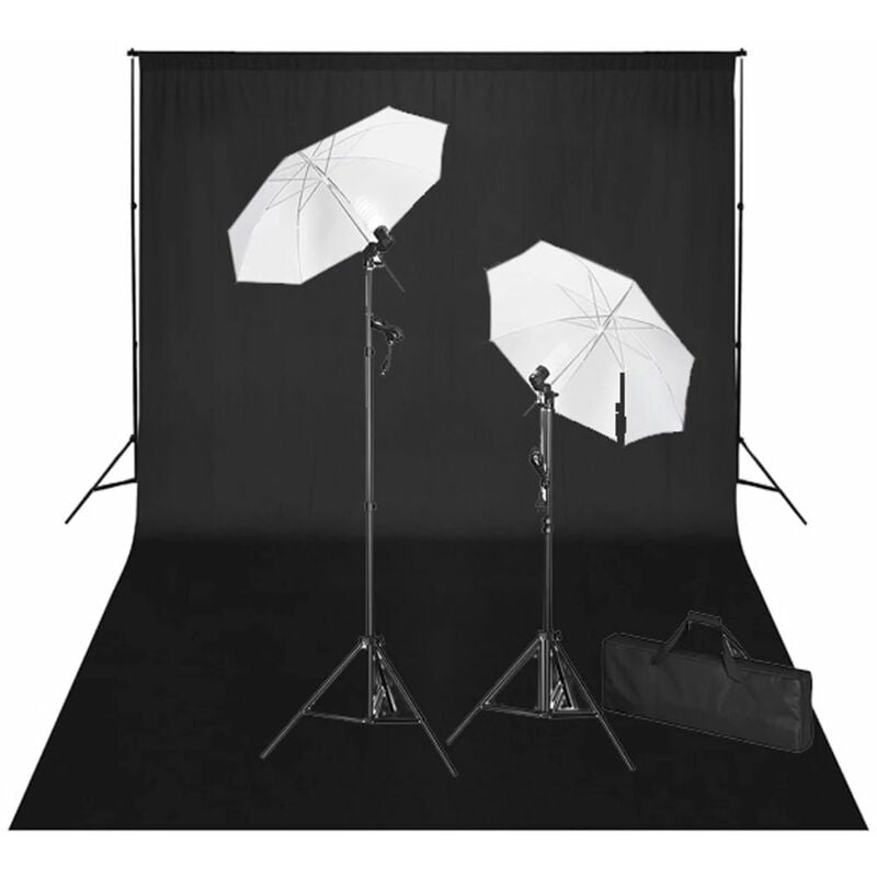 

Kit de estudio fotográfico telón fondo negro 600x300 cm y luces