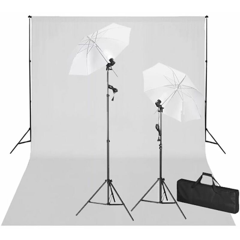 

Kit de estudio telón fondo blanco 600x300 cm y luces