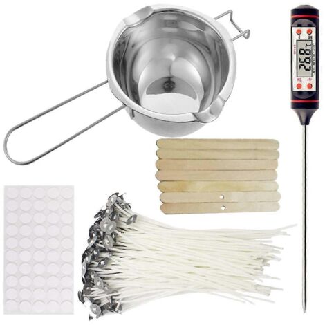 Kit de fabrication de bougies, mèches de bougie, thermomètre et bâtonnets mélangeurs --