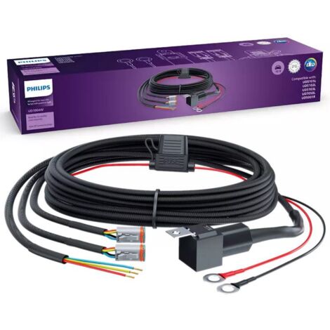 Kit de faisceau de câbles pour 2 lampes LED Philips série UD500XL Ultinon Drive UD1004W - DRL